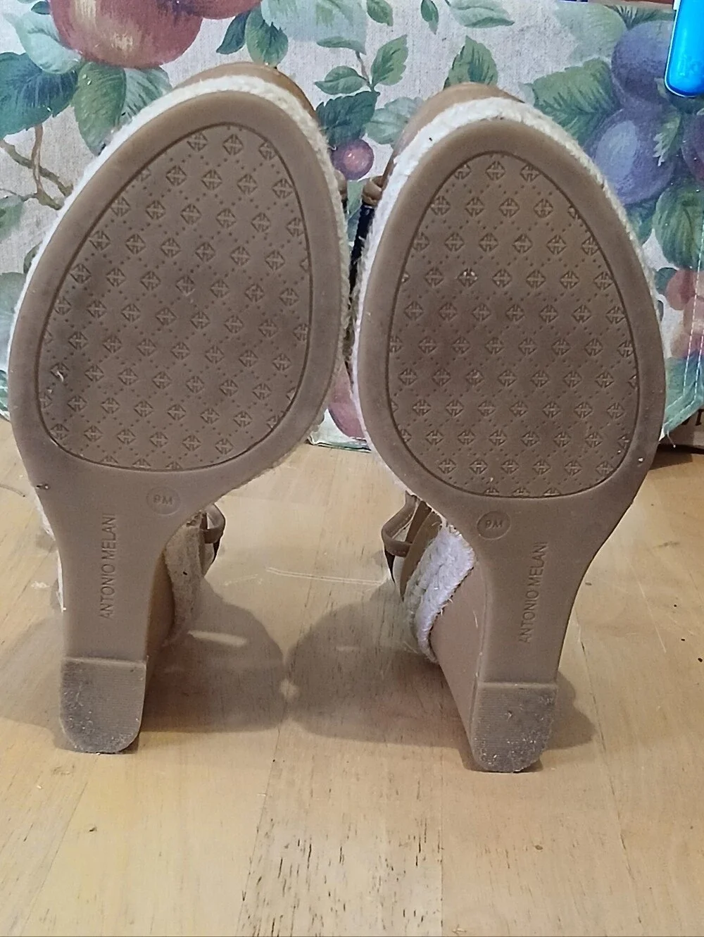 Antonio Melani Striped Rosette Espadrille Wedge Sandals 9M